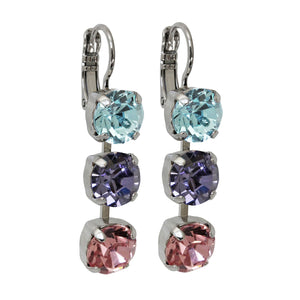 Mariana "Pastel Rainbow" Rhodium Plated Three Stone Crystal Earrings, 1440/1 144ro