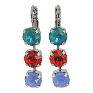 Mariana "Poppy" Rhodium Plated Sun-Kissed Three Stone Crystal Earrings, 1440/1 1909ro