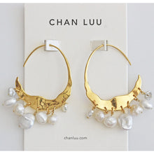 Chan Luu Crescent White Pearl Gold Plated Hoop Earrings