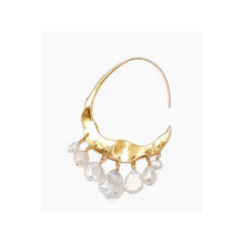 Chan Luu Crescent White Pearl Gold Plated Hoop Earrings