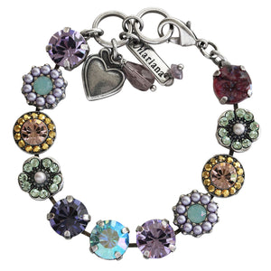 Mariana "Iris" Silver Plated Lovable Rosette Crystal Bracelet, Multi Color 4084 1327