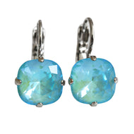 Mariana "Sun-Kissed Aqua" Rhodium Plated Small Cushion Cut Crystal Earrings, 1470/1 146ro