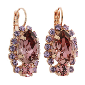 Mariana "Flamingo" Rose Gold Plated Teardrop Pear Crystal Earrings, 1259/1 319rg
