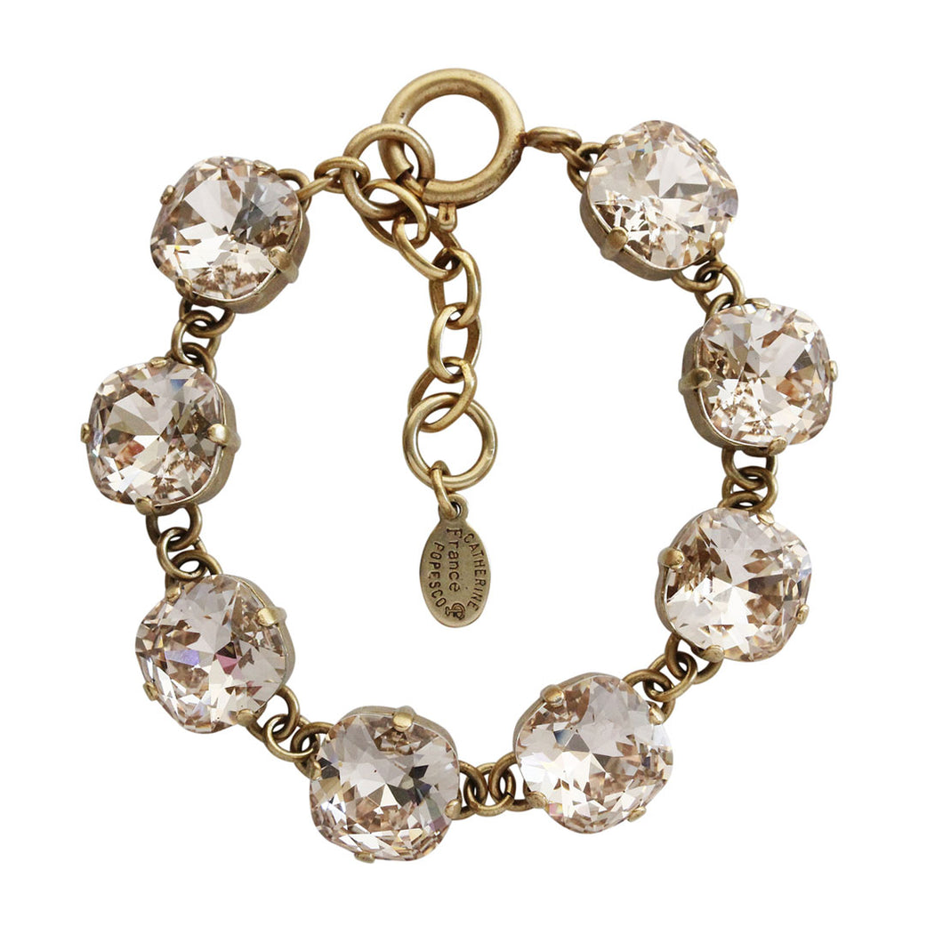 Catherine Popesco 14k Gold Plated Crystal Round Bracelet, 1696G Silk (Nude) * Limited Edition *
