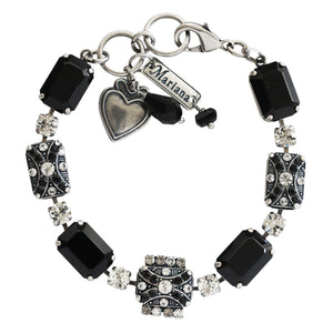 Mariana "Checkmate" Silver Plated Rectangle Art Deco Crystal Statement Bracelet. 4080/1 280-1