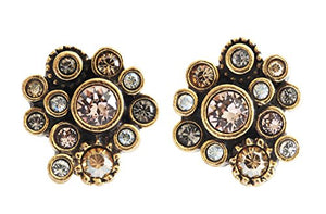 Patricia Locke Pebbles Gold Plated Post Stud Swarovski Mosaic Earrings, EP0252S Champagne