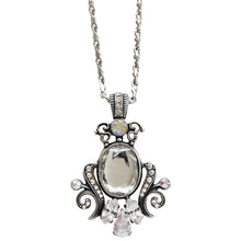 Mariana "On A Clear Day" Silver Plated Ornate Oval Scroll Pendant Crystal Necklace, 5023/5 0011AB