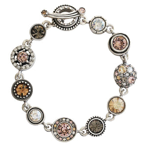 Patricia Locke Pantomime Sterling Silver Plated Swarovski Crystal Mosaic Bracelet, 7.25" Champagne BR0331S