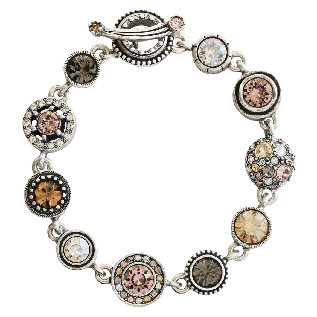 Patricia Locke Pantomime Sterling Silver Plated Swarovski Crystal Mosaic Bracelet, 7.25