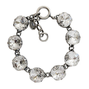 Catherine Popesco Sterling Silver Plated Crystal Round Bracelet, 1696 Clear Crystal