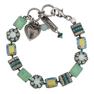 Mariana "Athena" Silver Plated Baguette Rectangular Floral Crystal Bracelet, 4099 1087