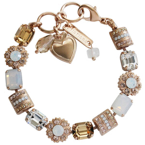 Mariana "Kalahari" Rose Gold Plated Baguette Rectangle Floral Crystal Bracelet, 4099 1078rg