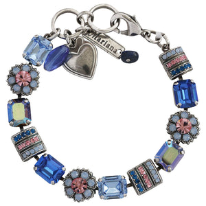 Mariana "Kiss from a Rose" Silver Plated Baguette Rectangle Floral Crystal Bracelet, 4099 1068