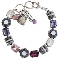 Mariana "Purple Mix" Silver Plated Baguette Rectangle Floral Crystal Bracelet, 4099 1062