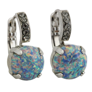 Mariana "Sea Treasures" Rhodium Plated Round Synthetic Opal Crystal Bail Earrings, 1062/1SO M5537ro