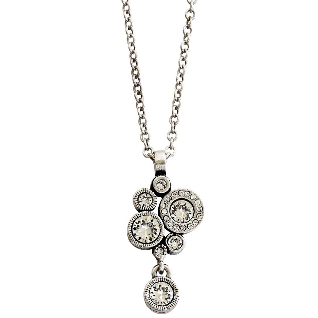 Patricia Locke Balancing Act Sterling Silver Plated Swarovski Round Mosaic Dangle Pendant Necklace, NK0521S All Crystal