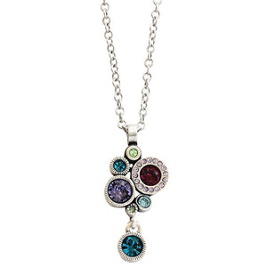 Patricia Locke Balancing Act Sterling Silver Plated Swarovski Round Mosaic Dangle Pendant Necklace, NK0521S Waterlily
