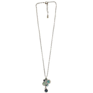 Patricia Locke Balancing Act Sterling Silver Plated Swarovski Round Mosaic Dangle Pendant Necklace, NK0521S Zephyr