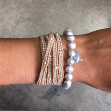 Chan Luu Grey Mix Seed Bead Wrap Bracelet on Beige Leather BS-4822