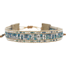 Chan Luu Turquoise Mix Seed Bead Pull-Tie Beige Single Leather Cuff Bracelet BS-5290