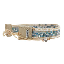 Chan Luu Turquoise Mix Seed Bead Pull-Tie Beige Single Leather Cuff Bracelet BS-5290