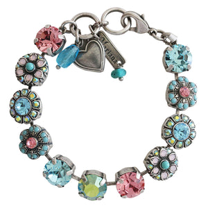 Mariana "Summer Fun" Silver Plated Large Round Floral Statement Crystal Bracelet, 4284 3711