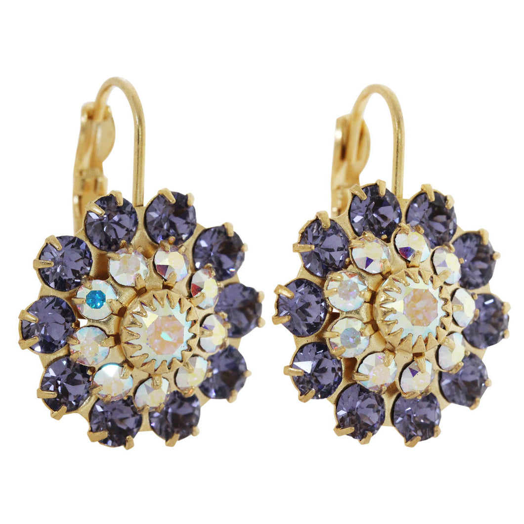 Liz Palacios 14k Gold Plated Large Flower Swarovski Crystal Earrings Regencies
