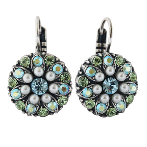 Mariana "Green Blue Pearl" Silver Plated Guardian Angel Crystal Earrings, 1029 84