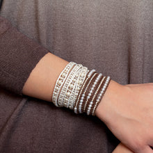 Chan Luu White Pearl and Sterling Silver Nuggets Brown Leather Wrap Bracelet BS-2350