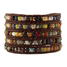 Chan Luu Multi Stone Mix on Brown Leather Wrap Bracelet BS-1289