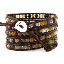 Chan Luu Multi Stone Mix on Brown Leather Wrap Bracelet BS-1289