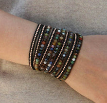Chan Luu Multi Stone Mix on Brown Leather Wrap Bracelet BS-1289