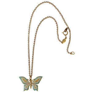 Catherine Popesco 14k Gold Plated Enamel Butterfly Necklace, LE117 Blue