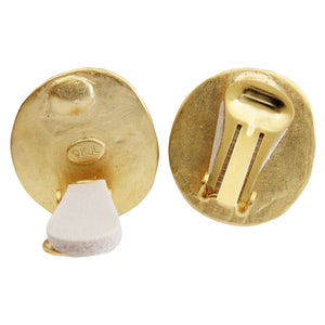 Kenneth Jay Lane Goldtone Simulated Blue Opal Hammered Clip On Earrings 1524ESGBU