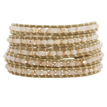 Chan Luu Crystal Champagne Petal Leather Wrap Bracelet BS-3469