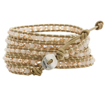 Chan Luu Crystal Champagne Petal Leather Wrap Bracelet BS-3469