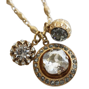 Catherine Popesco 14k Gold Plated Crystal 3 Charm Double Strand Layered Necklace, 21" 1361G Shade