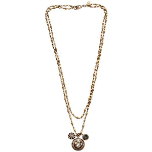 Catherine Popesco 14k Gold Plated Crystal 3 Charm Double Strand Layered Necklace, 21" 1361G Shade