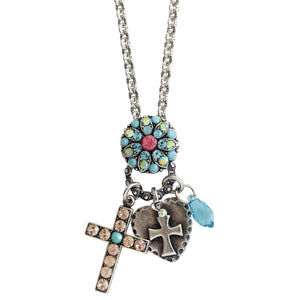 Mariana "Summer Fun" Silver Plated Cross Charms Pendant Crystal Necklace, 52021/3 3711