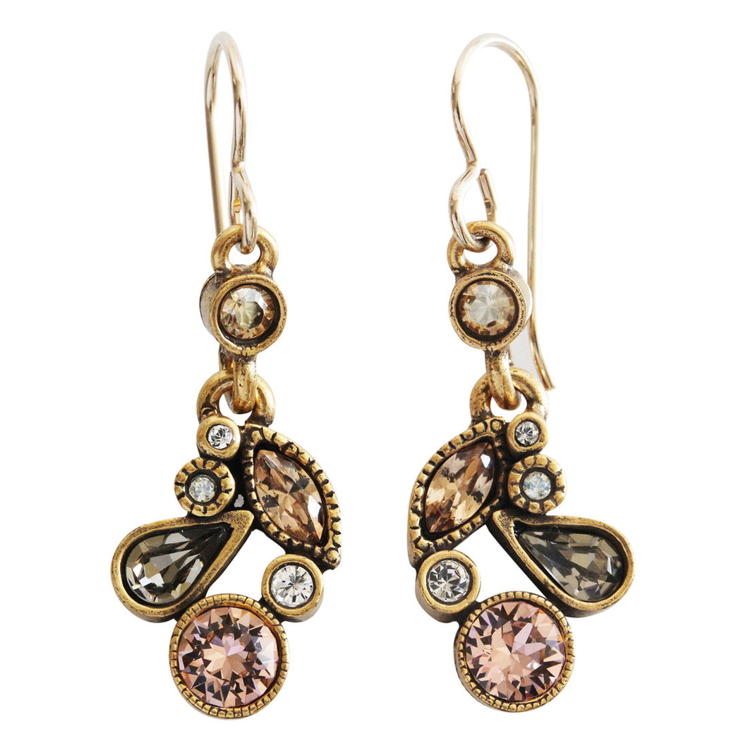 Patricia Locke Cherish Gold Plated Swarovski Mosaic Art Earrings, Champagne EF0804G