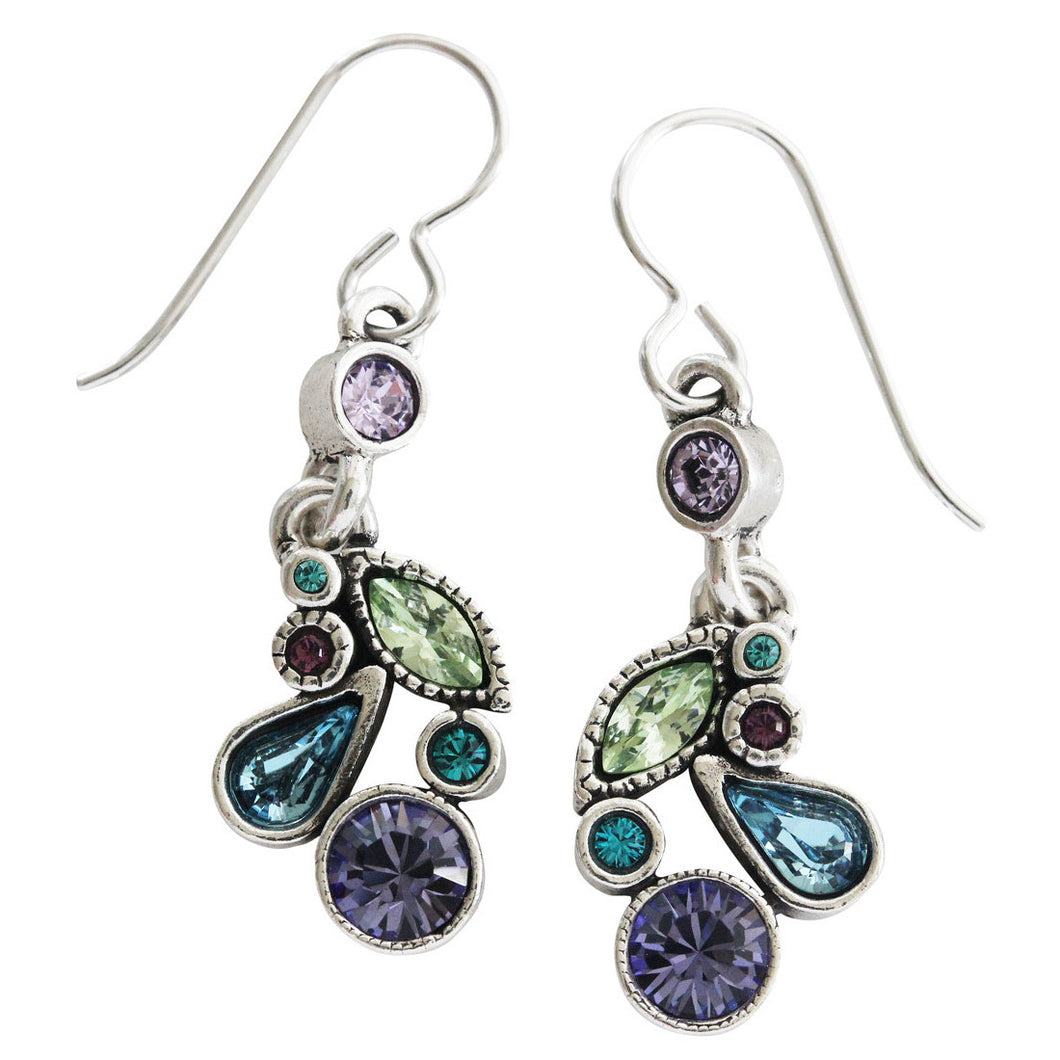 Patricia Locke Cherish Sterling Silver Plated Swarovski Multi Color Earrings, Waterlily EF0804S