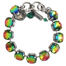 Mariana "Prism Rainbow" Silver Plated Lovable Round Pillow Cut Crystal Bracelet, 4474 222A