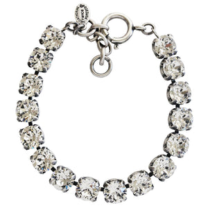 Catherine Popesco Sterling Silver Plated Cup Chain Crystal Bracelet, 1652B Clear
