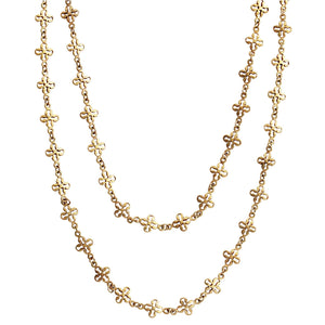 Catherine Popesco 14k Gold Plated Lotus Clover Fancy Long Chain Layering Necklace, 1599RLG