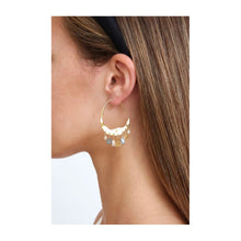 Chan Luu Crescent Cream Pearl and Citrine Mix Gold Plated Hoop Earrings