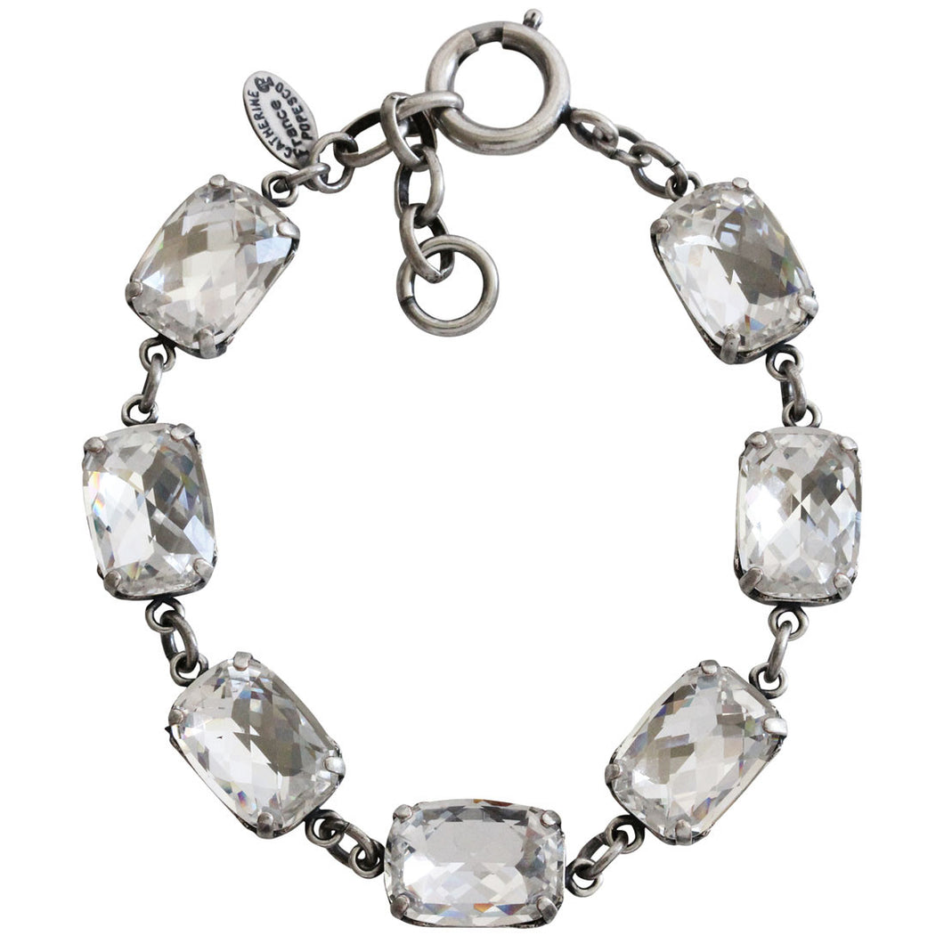 Catherine Popesco Sterling Silver Plated Crystal Rectangular Bracelet, 1606 Clear