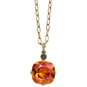 Catherine Popesco 14k Gold Plated Crystal 12mm Pendant Necklace, 6556GN Astral Pink