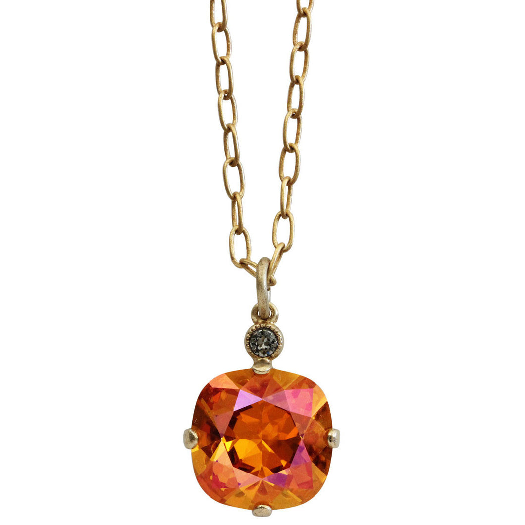 Catherine Popesco 14k Gold Plated Crystal 12mm Pendant Necklace, 6556GN Astral Pink