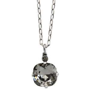 Catherine Popesco Sterling Silver Plated Crystal 12mm Pendant Necklace, 6556N Black Diamond