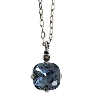 Catherine Popesco Sterling Silver Plated Crystal 12mm Pendant Necklace, 6556N Midnight Blue